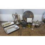 Assorted plated ware, etc.