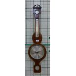 A George III inlaid mahogany banjo barometer, a/f