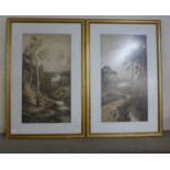 A pair of rural landscape , framed