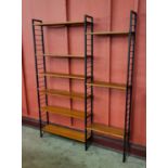 A teak and black metal Ladderax room divider