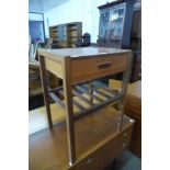 A Myer teak single drawer occasional table
