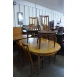 A G-Plan Fresco teak extending dining table and six chairs