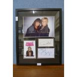A framed autograph display, French & Saunders
