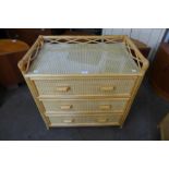 A bamboo and rattan chest of drawers