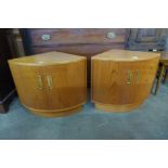 A pair of G-Plan Fresco teak corner cupboards