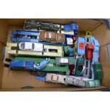 Die-cast model vehicles and car transporters including Dinky, some repainted