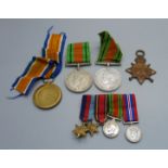 A WWI Victory medal to 28007 Pte. A. McLaren KOSB, a WWI Star to 1600 Pte. J. Smith S. Lan. R. and