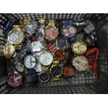 A tray of fashion wristwatches