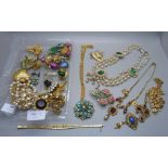 A collection of vintage costume jewellery