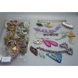 A collection of vintage costume jewellery