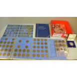 A collection of coins, British, Irish and foreign, a Willy Brandt coin, Whitman sixpences and