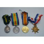 A set of four WWI medals to 6404 Pte. D. Given, Kings Own Scottish Borderers and Territorial Force