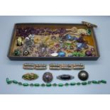 A collection of antique and vintage jewellery including micro mosaic, Czech, etc.