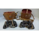 Two pairs of WWI period binoculars, Guerz Berlin and Jaquemin Paris