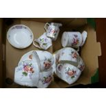 A collection of Royal Crown Derby, Derby Posies china, six cups, saucers, side plates, bowl and