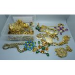 A collection of vintage costume jewellery