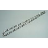 A curb link silver necklace, 62g, 54cm