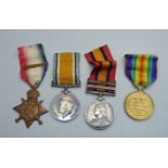 A trio of WWI medals to 6361 Pte. E.P. Ward North Staffordshire Regiment and a Queen's South