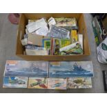 A collection of plastic model kits including Revell, Matchbox and Airfix