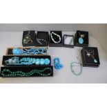 Turquoise and malachite jewellery