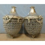 A pair of French Empire style pear shaped chandeliers