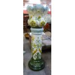 A L.A.P. of Leeds painted majolica jardiniere on stand, a/f