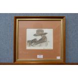 A signed Sarah Churchill limited edition print, study of Winston Churchill, no. 197/750, framed