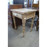 A Victorian beech single drawer kitchen table