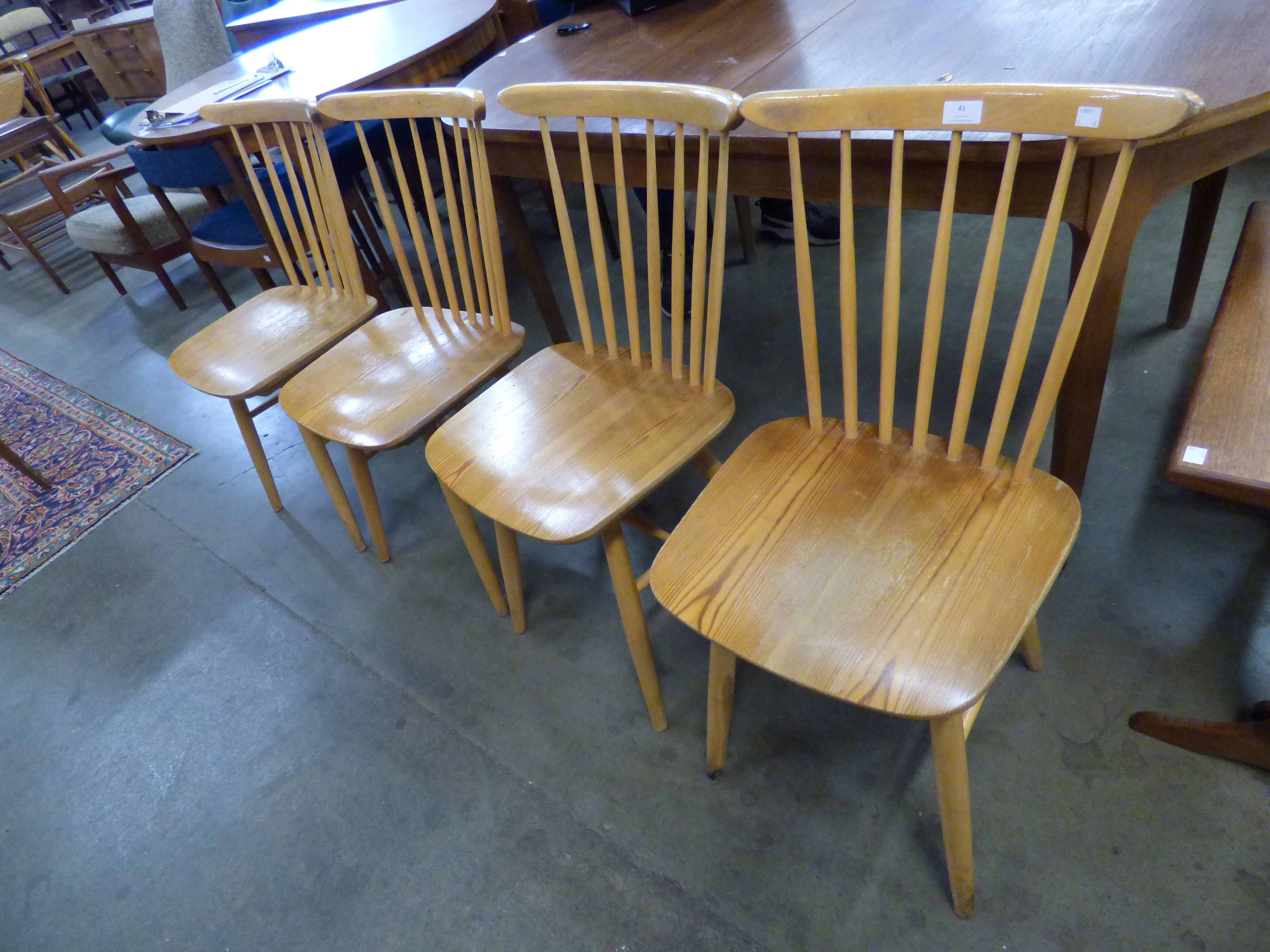 A set of four beech kitchen chairs