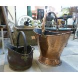 Two Victorian copper coal scuttles