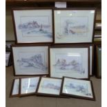 Thirteen Glenda Rowe prints, framed