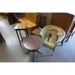 A Lloyd Loom chair, a jardiniere stand, stool, etc. (5)