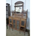 A late Victorian walnut mirrorback side cabinet