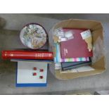 Stamps; a box of stamps, covers, etc. - loose and in albums