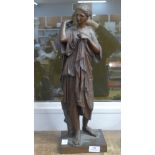 A late 19th Century French 'Grand Tour' bronze figure, Diana of Gabii, signed by D Sauvage, 52cm