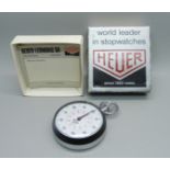 A Heuer stopwatch, boxed