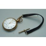 A rolled gold pocket watch, dial a/f