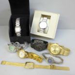 Lady's designer wristwatches including Folli Follie, Armani, Skagen, etc.