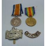 A pair of WWI medals, 18893 Pte. B.S.D. Bayliss Glouc. R.