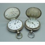 A fine silver full hunter pocket watch and a hallmarked silver full hunter pocket watch