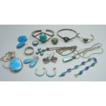 Silver and turquoise jewellery