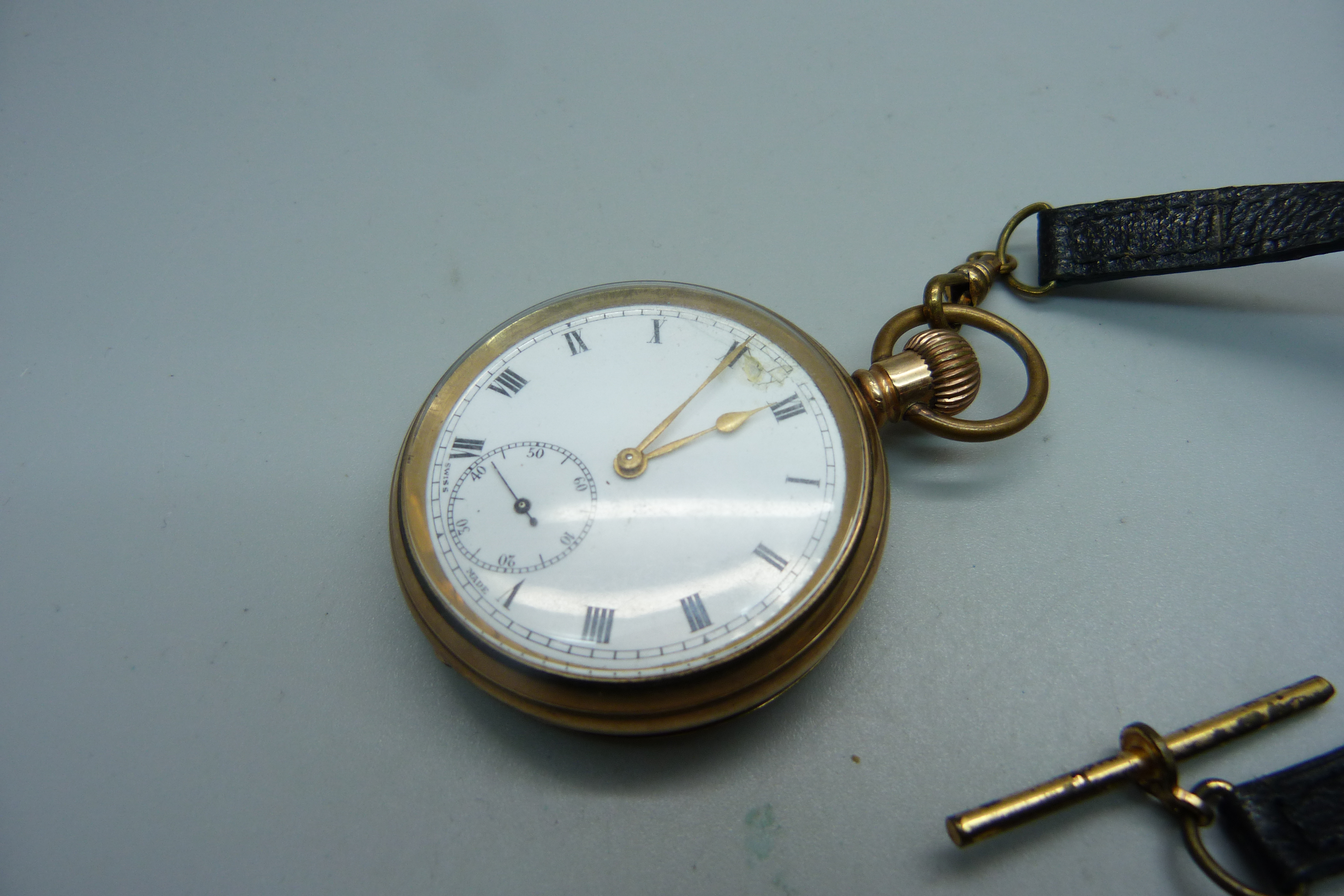 A rolled gold pocket watch, dial a/f - Image 2 of 6