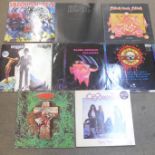Rock LP records including Iron Maiden, Guns & Roses, Black Sabbath, AC/DC, etc. (8)