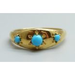 A silver gilt and turquoise ring, U