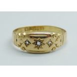 A late Victorian 18ct gold and diamond ring, Chester 1899, 1.6g, O