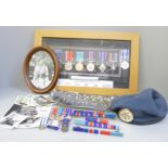 A set of medals awarded to 4164011 Senior Aircraftman Philip Backler, Royal Air Force and matching