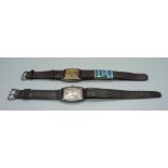 Two silver cased wristwatches