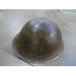 A WWII combat helmet