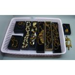 A collection of tigers eye set jewellery