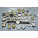 A collection of vintage watches and watch movements